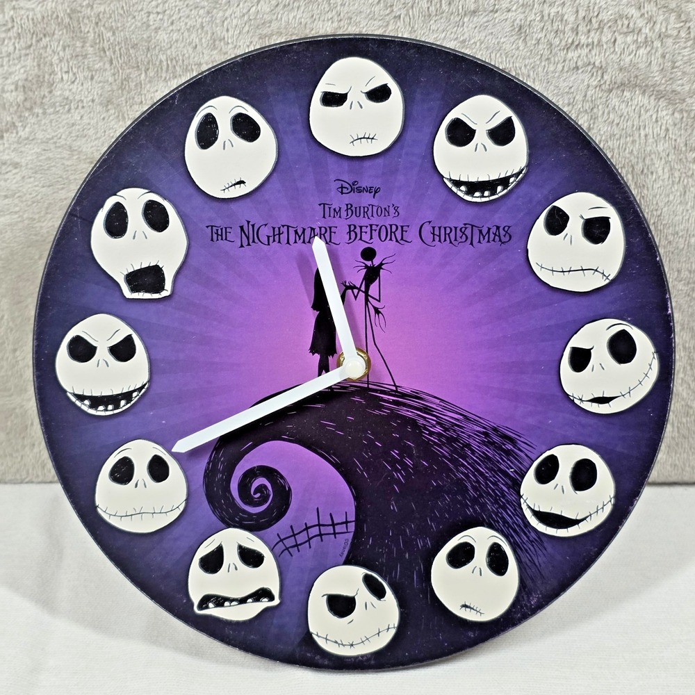Disney Nightmare Before Christmas 10" Wall Clock Jack Skellington Tested